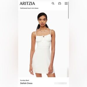 Aritzia Sunday Best Linen Delilah Dress in Slate White 2XS